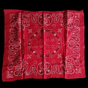 Red Paisley Bandana Hanky Western Handkerchief Fast Color Trunk Up Elephant